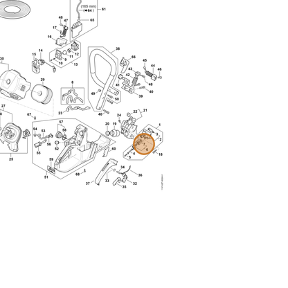 STIHL part 1147-007-1001 — IPL diagram snippet (6x zoom, amber highlight)