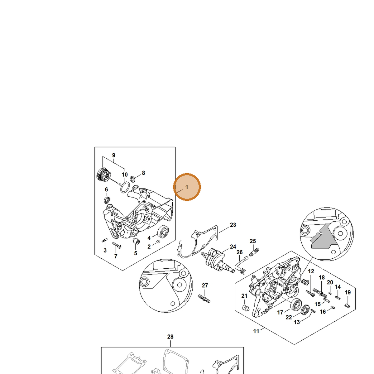 STIHL part 1147-020-2601 — IPL diagram snippet (6x zoom, amber highlight)