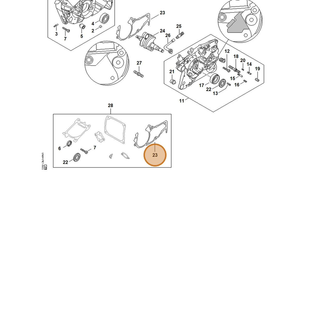STIHL part 1147-020-9700 — IPL diagram snippet (6x zoom, amber highlight)