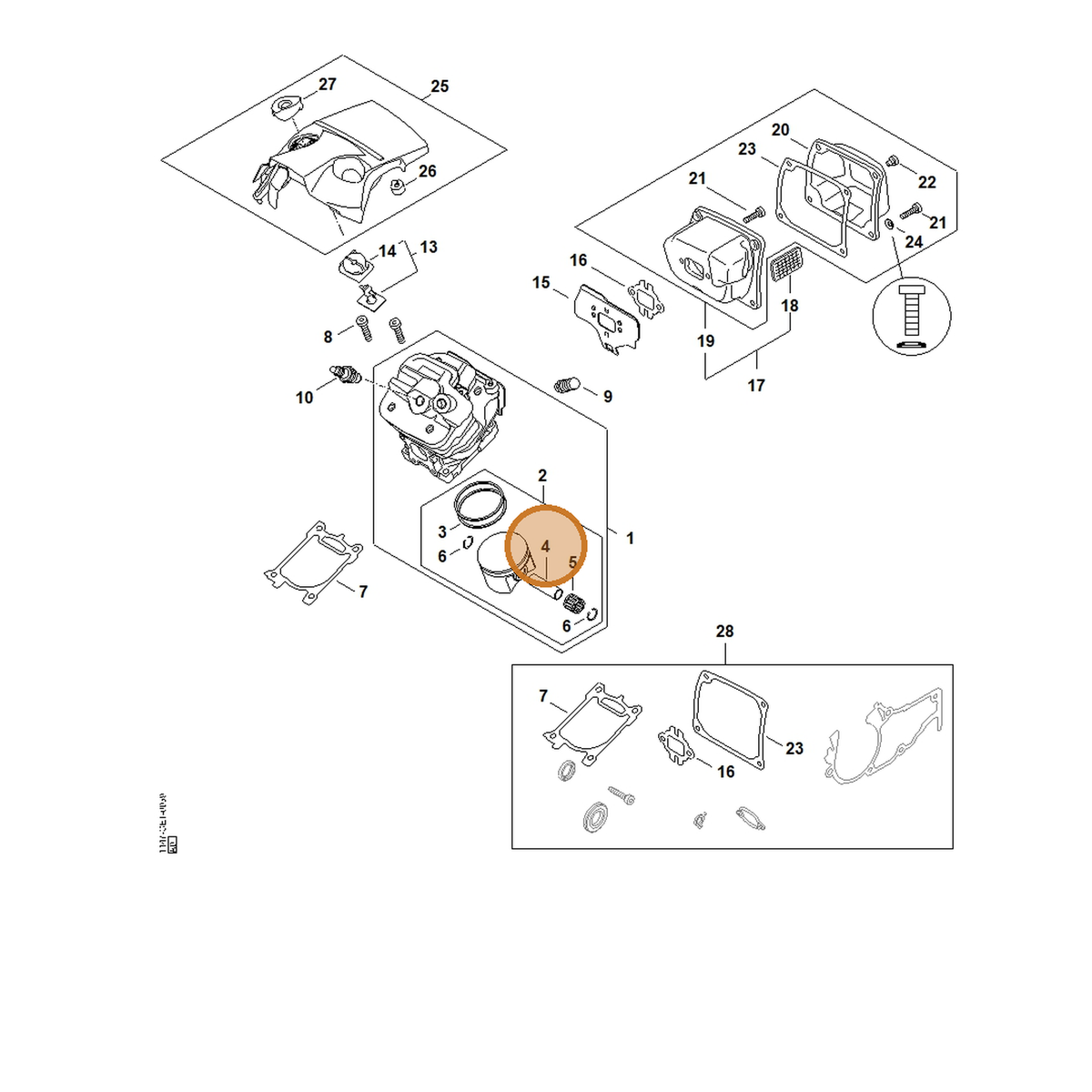 STIHL part 1147-034-1501 — IPL diagram snippet (6x zoom, amber highlight)
