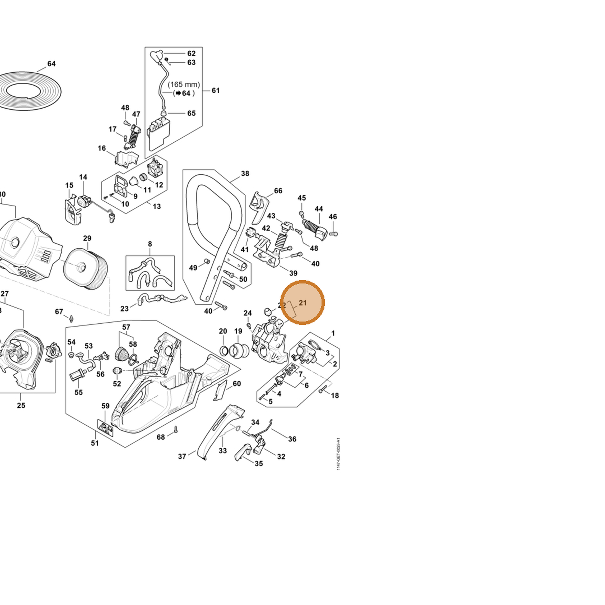 STIHL part 1147-080-0901 — IPL diagram snippet (6x zoom, amber highlight)