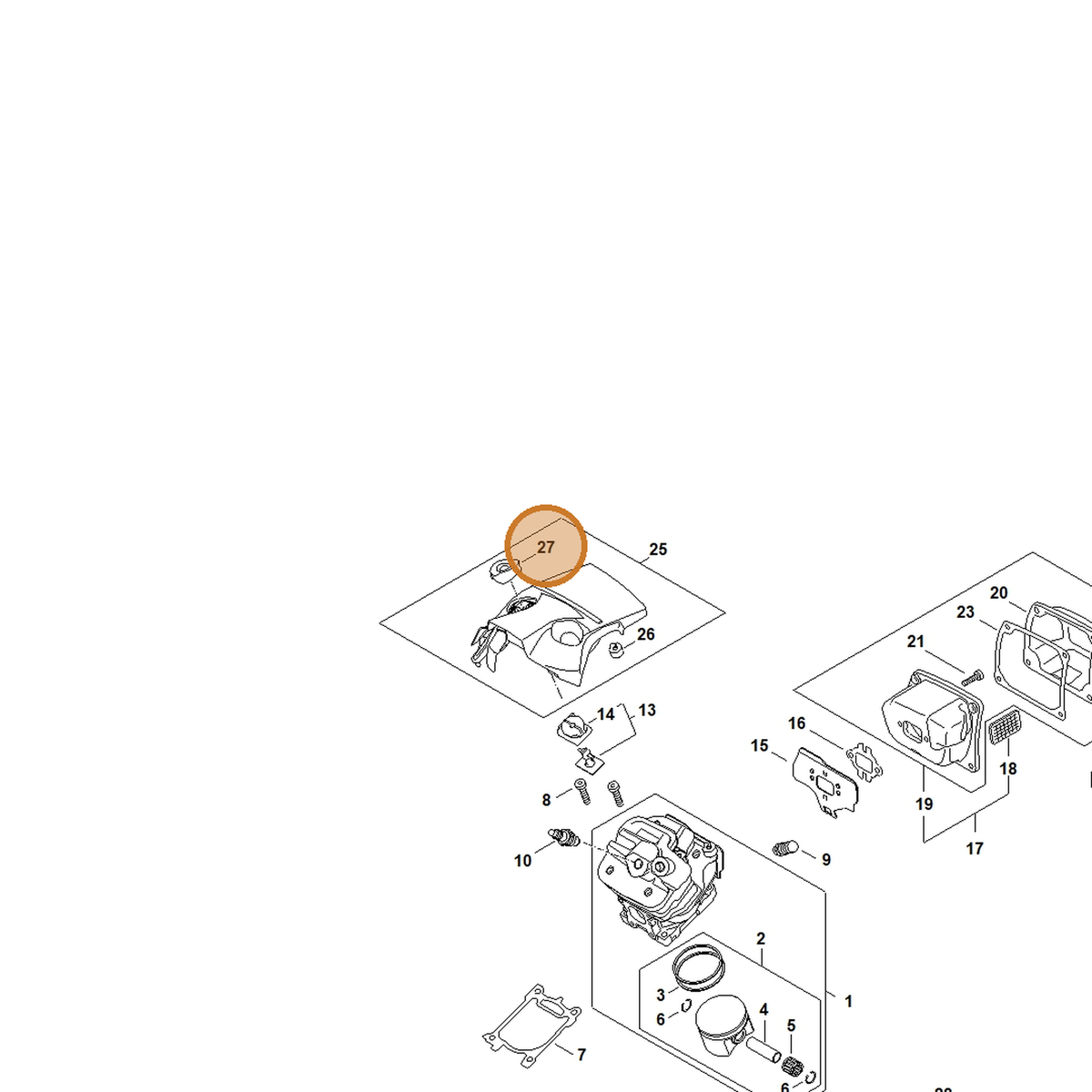 STIHL part 1147-084-2200 — IPL diagram snippet (6x zoom, amber highlight)