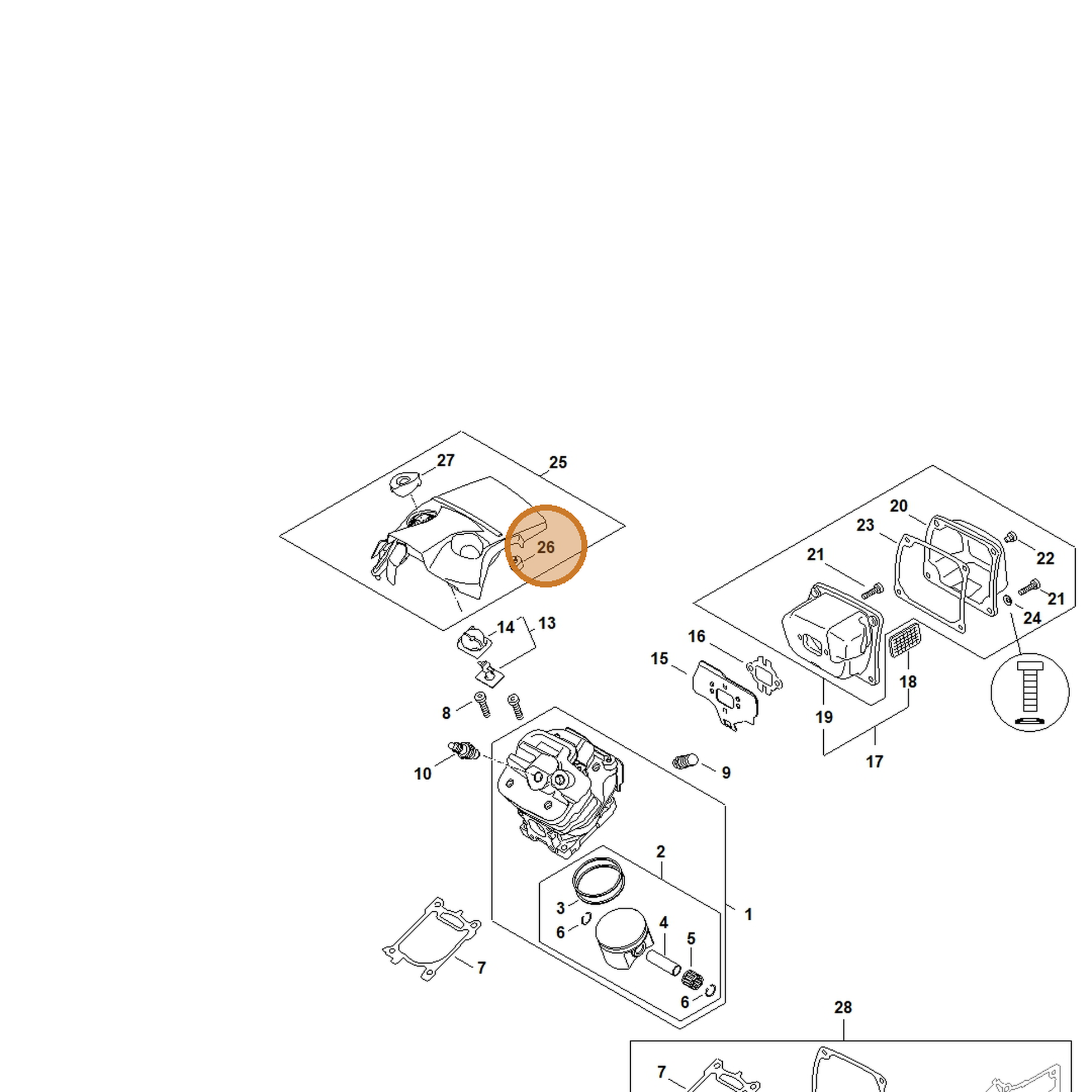 STIHL part 1147-084-7100 — IPL diagram snippet (6x zoom, amber highlight)