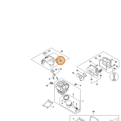 STIHL part 1147-084-7100 — IPL diagram snippet (6x zoom, amber highlight)