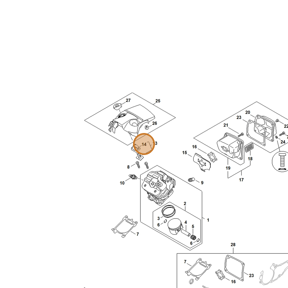 STIHL part 1147-084-7401 — IPL diagram snippet (6x zoom, amber highlight)