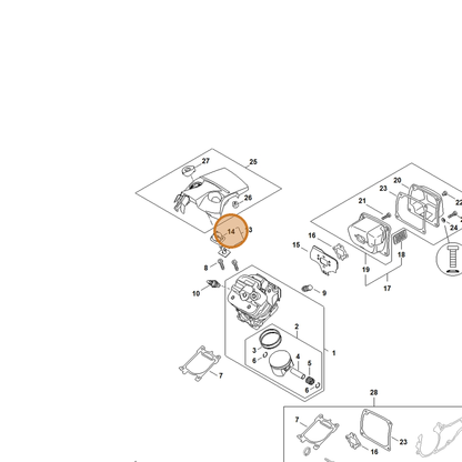 STIHL part 1147-084-7401 — IPL diagram snippet (6x zoom, amber highlight)