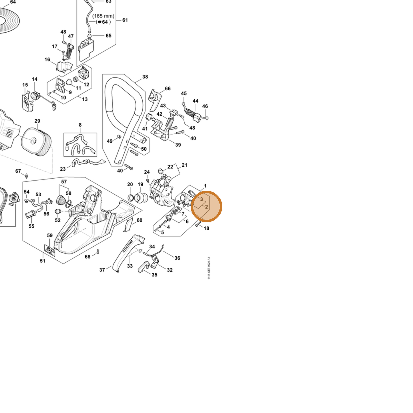 STIHL part 1147-130-4504 — IPL diagram snippet (6x zoom, amber highlight)