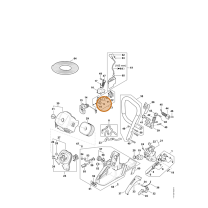 STIHL part 1147-131-3801 — IPL diagram snippet (6x zoom, amber highlight)