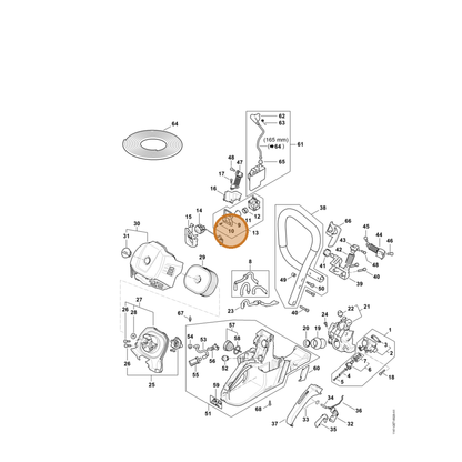 STIHL part 1147-132-0100 — IPL diagram snippet (6x zoom, amber highlight)