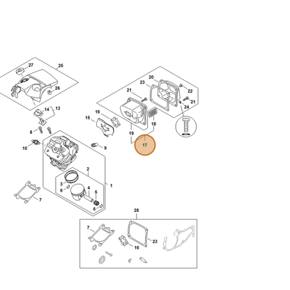 STIHL part 1147-140-0605 — IPL diagram snippet (6x zoom, amber highlight)