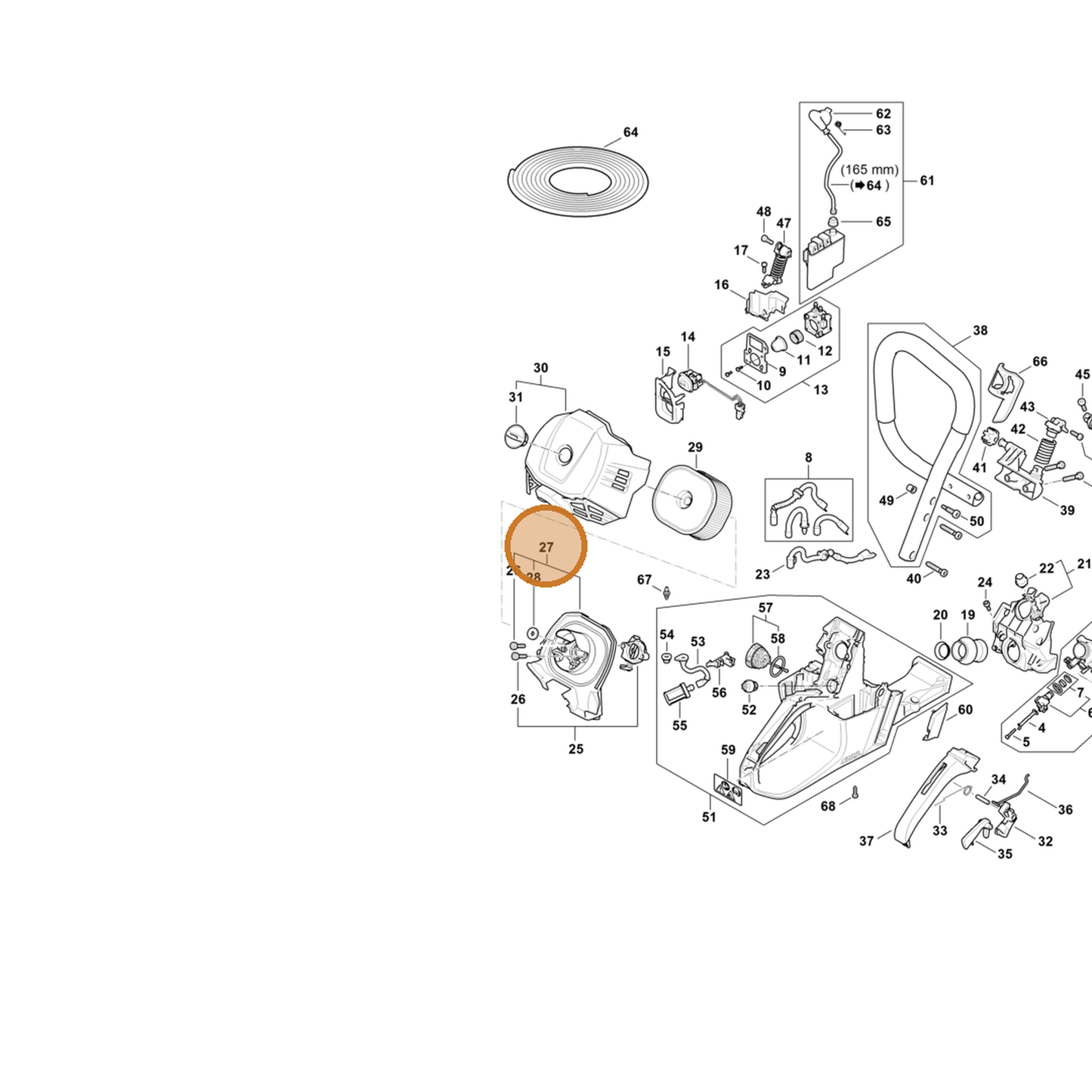 STIHL part 1147-140-1202 — IPL diagram snippet (6x zoom, amber highlight)