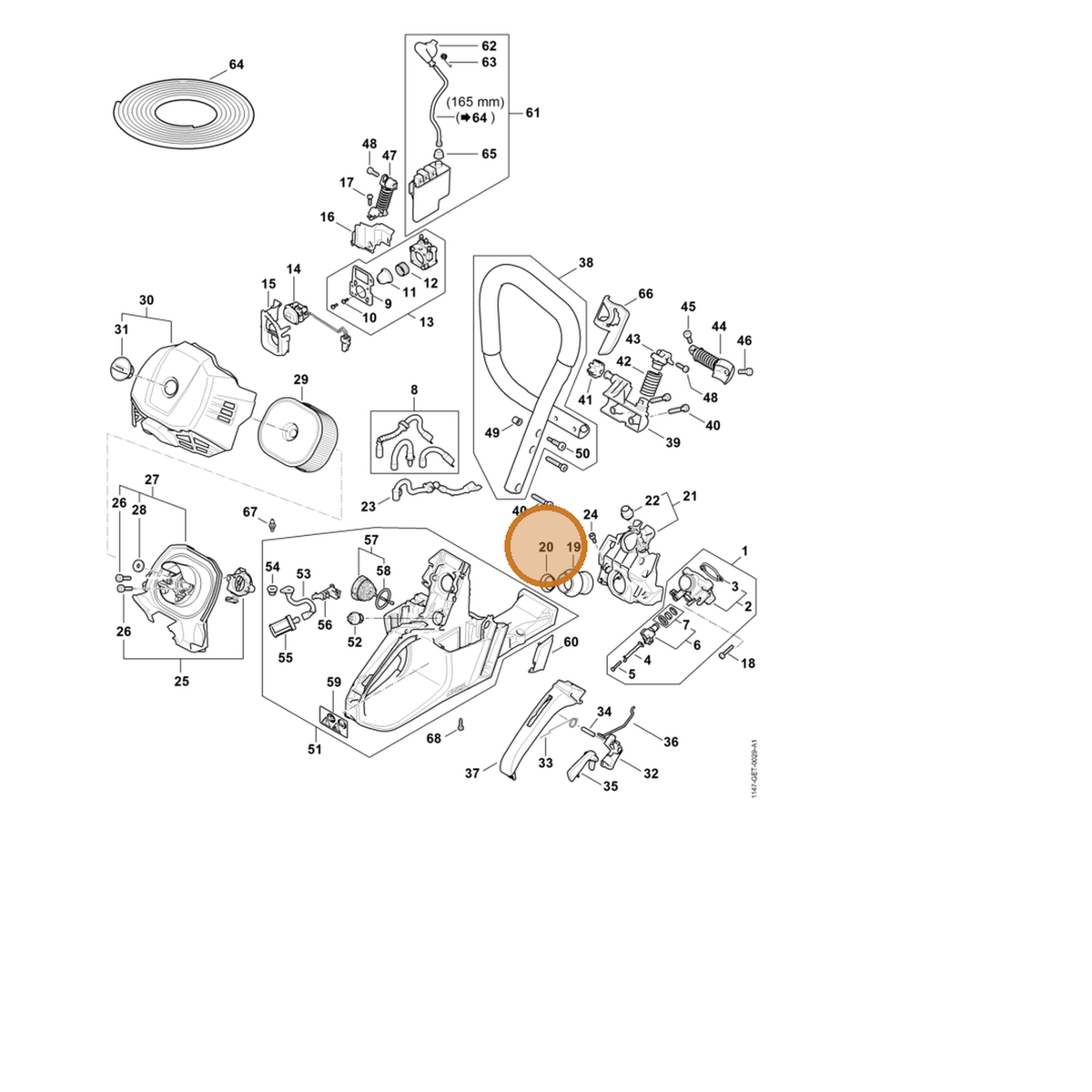 STIHL part 1147-141-1805 — IPL diagram snippet (6x zoom, amber highlight)