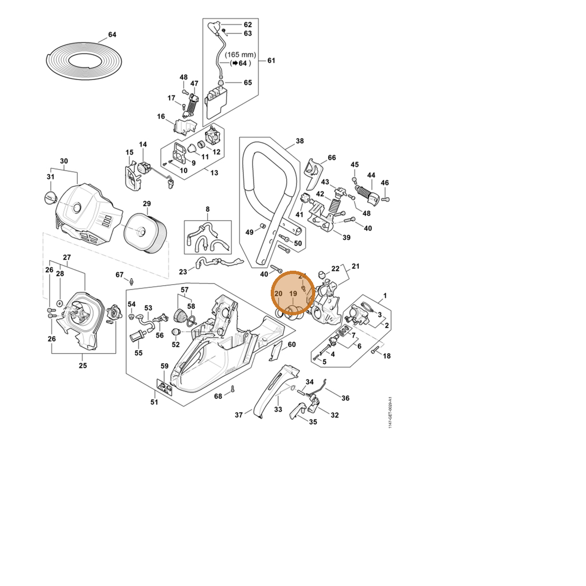 STIHL part 1147-141-2200 — IPL diagram snippet (6x zoom, amber highlight)