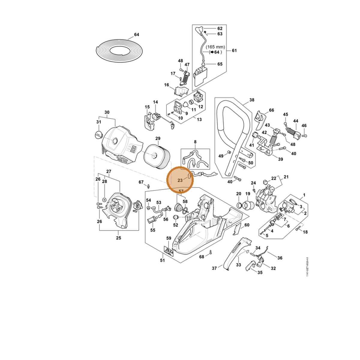STIHL part 1147-141-8600 — IPL diagram snippet (6x zoom, amber highlight)