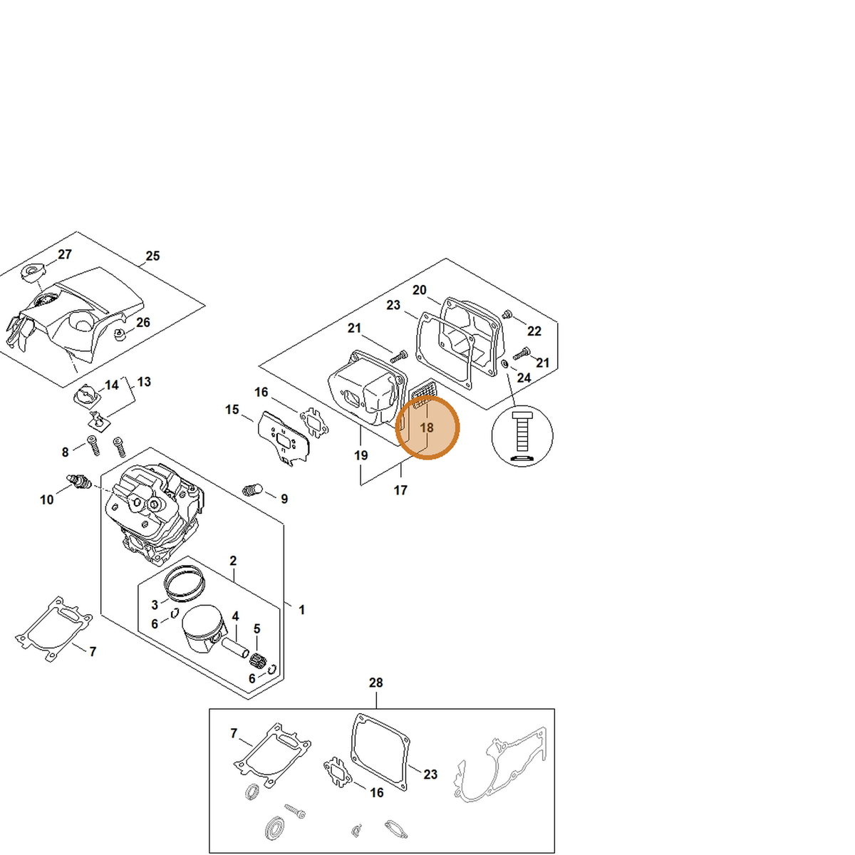 STIHL part 1147-141-9001 — IPL diagram snippet (6x zoom, amber highlight)