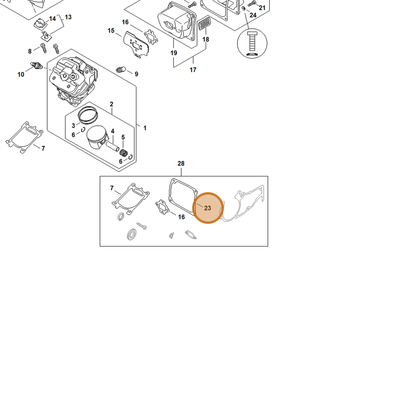 STIHL part 1147-149-0500 — IPL diagram snippet (6x zoom, amber highlight)