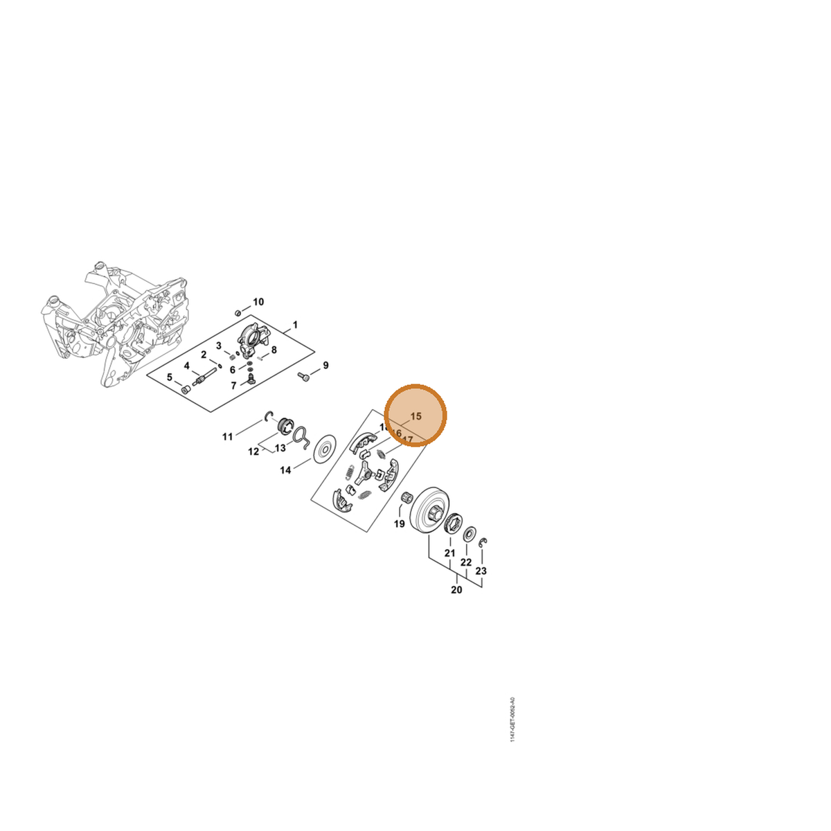 STIHL part 1147-160-2002 — IPL diagram snippet (6x zoom, amber highlight)