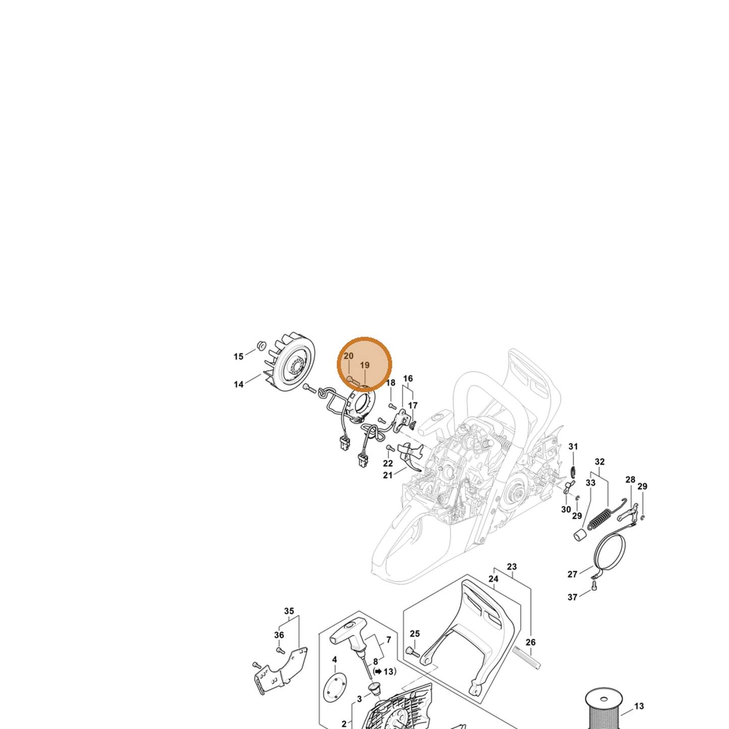 STIHL part 1147-400-4000 — IPL diagram snippet (6x zoom, amber highlight)