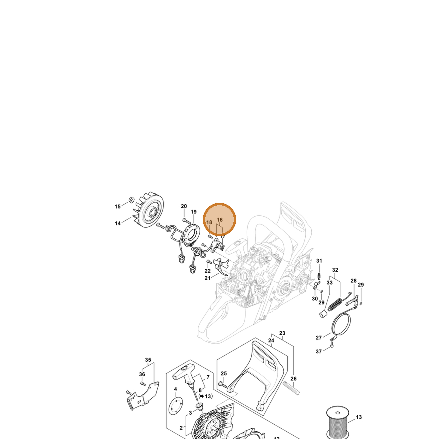 STIHL part 1147-400-5801 — IPL diagram snippet (6x zoom, amber highlight)