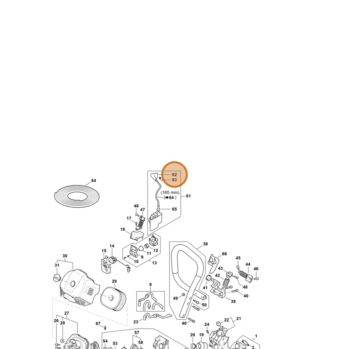 STIHL part 1147-405-1000 — IPL diagram snippet (6x zoom, amber highlight)