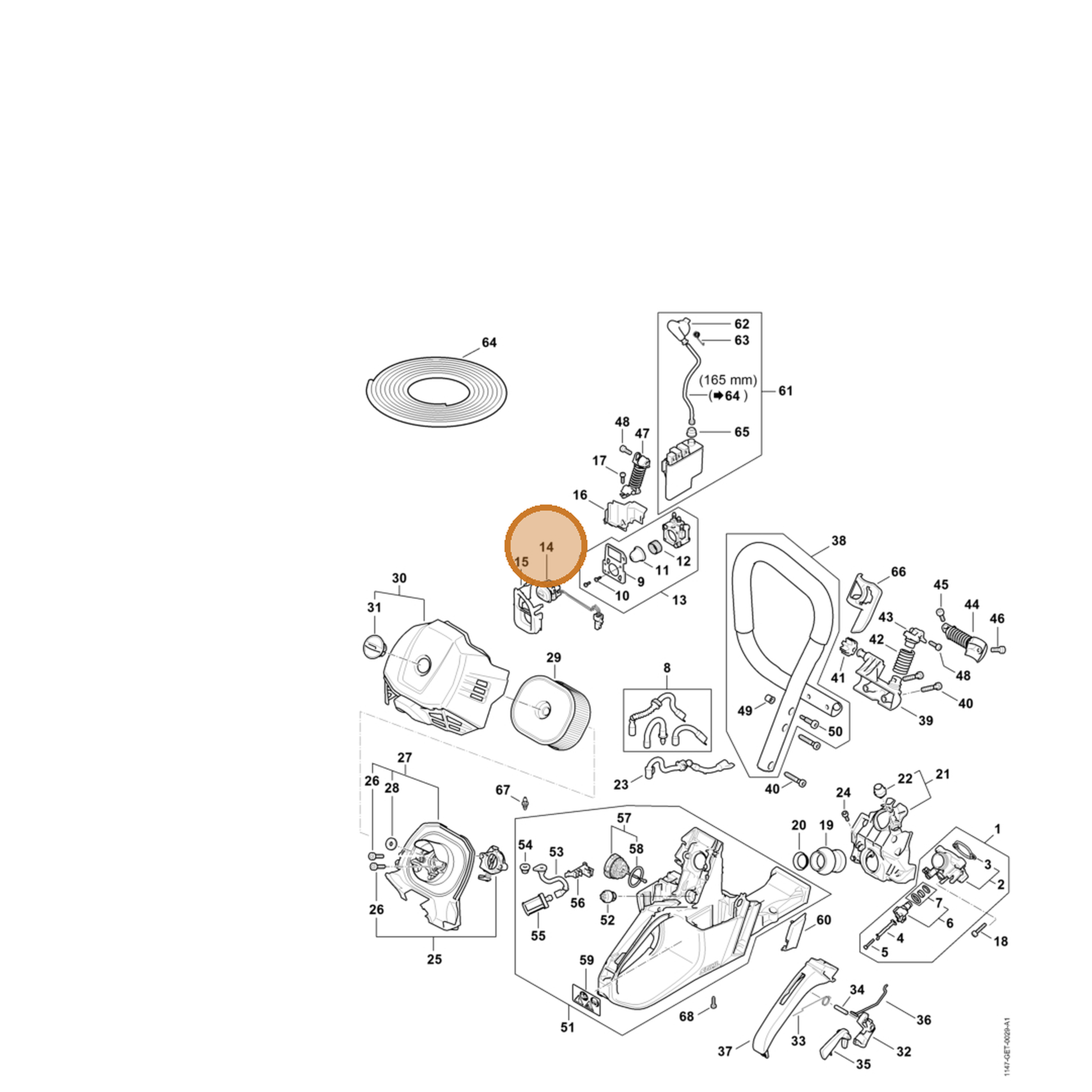 STIHL part 1147-430-0512 — IPL diagram snippet (6x zoom, amber highlight)