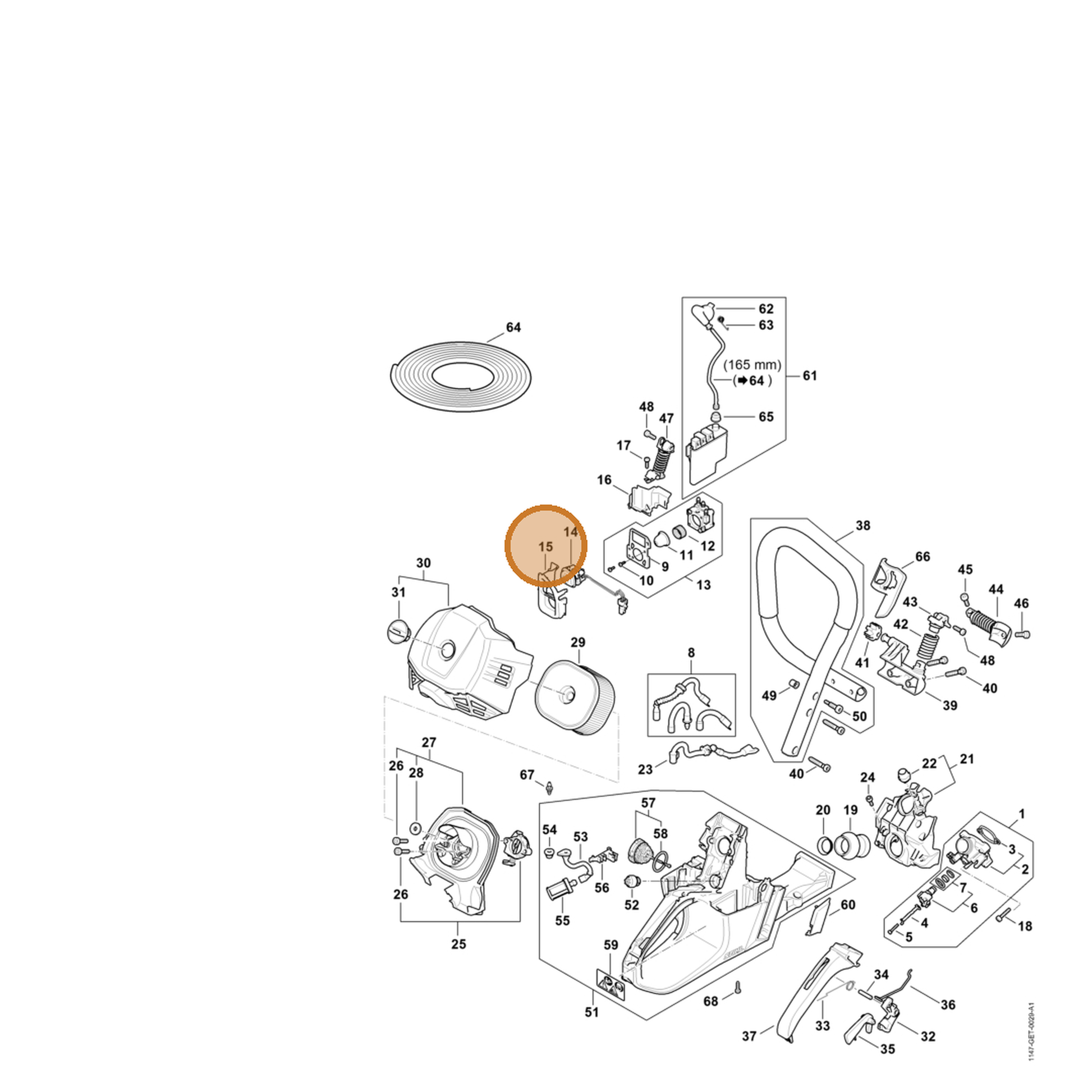 STIHL part 1147-432-1700 — IPL diagram snippet (6x zoom, amber highlight)