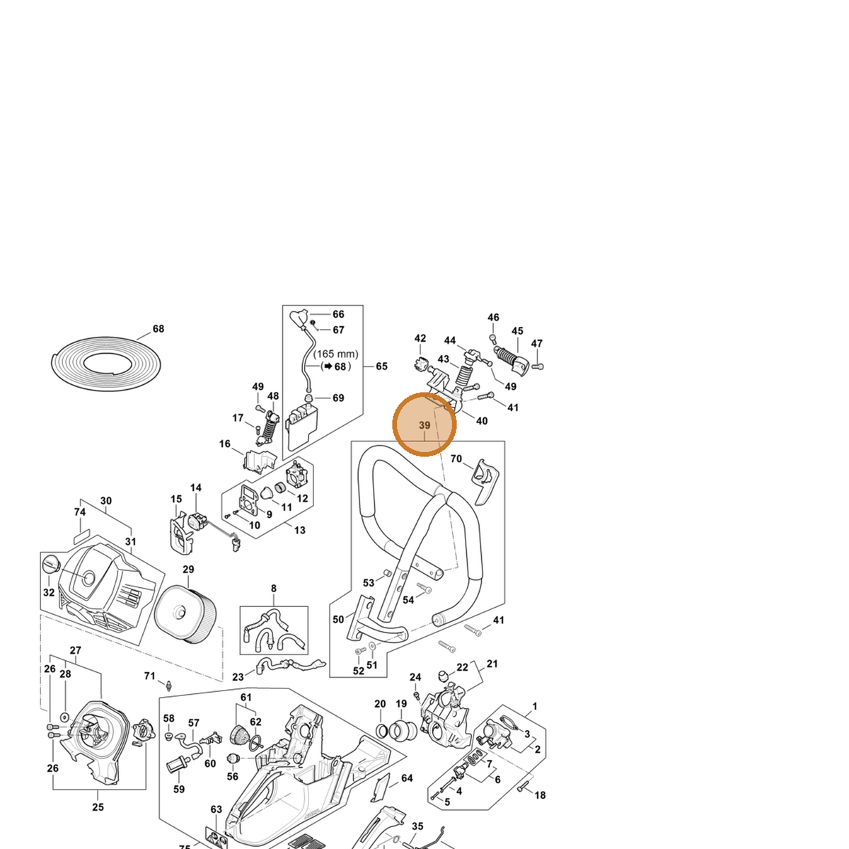 STIHL part 1147-790-3701 — IPL diagram snippet (6x zoom, amber highlight)