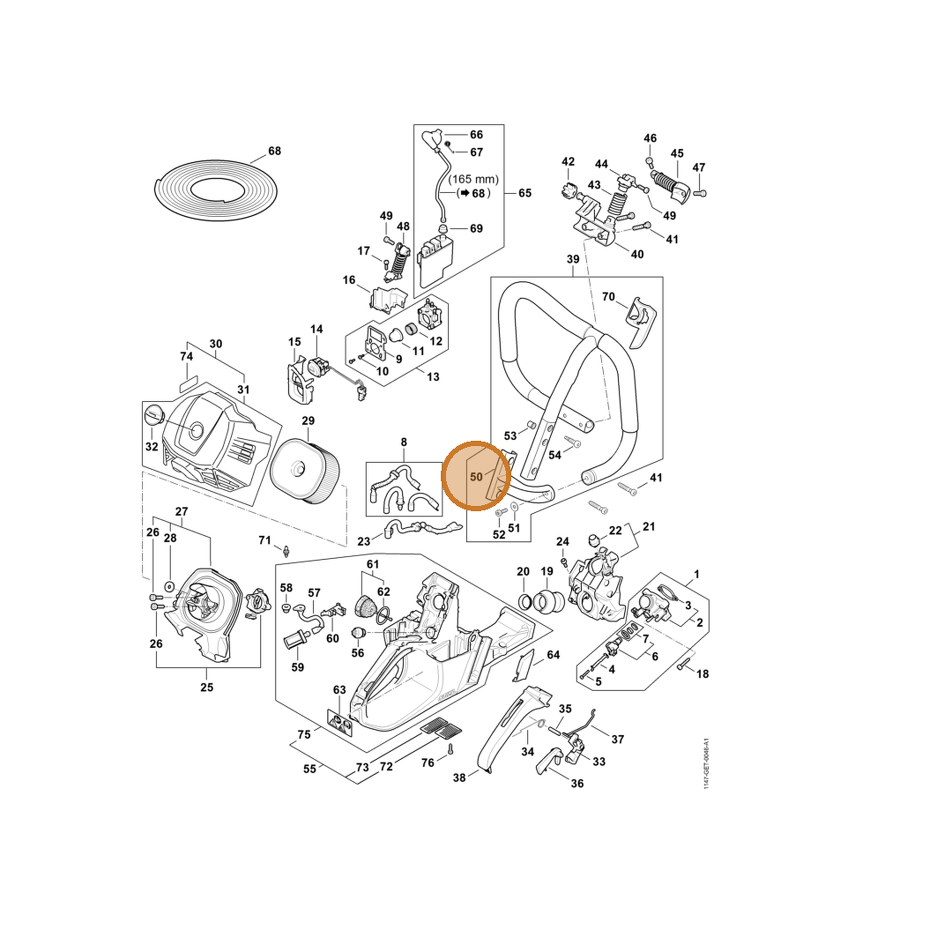 STIHL part 1147-791-5500 — IPL diagram snippet (6x zoom, amber highlight)