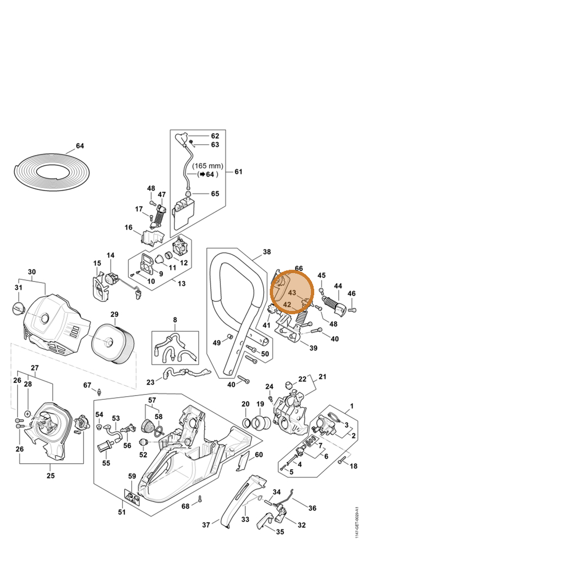 STIHL part 1147-792-2904 — IPL diagram snippet (6x zoom, amber highlight)