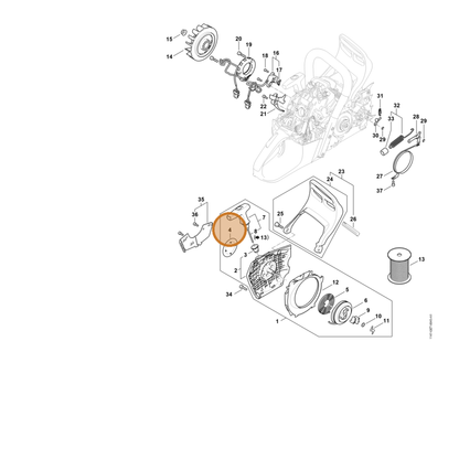 STIHL part 1147-967-1500 — IPL diagram snippet (6x zoom, amber highlight)