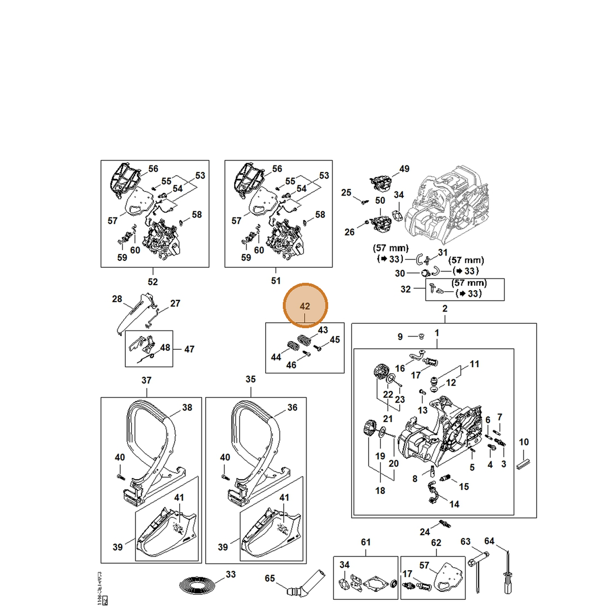 STIHL part 1148-007-1000 — IPL diagram snippet (6x zoom, amber highlight)