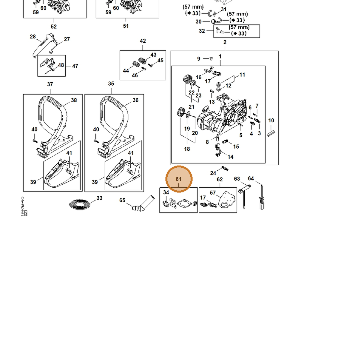 STIHL part 1148-007-1600 — IPL diagram snippet (6x zoom, amber highlight)