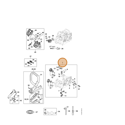 STIHL part 1148-020-3002 — IPL diagram snippet (6x zoom, amber highlight)