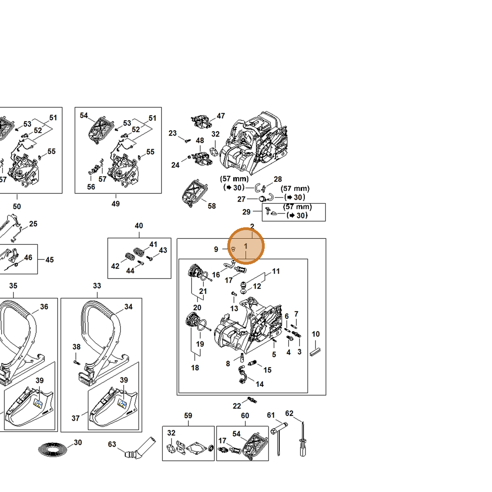 STIHL part 1148-020-3006 — IPL diagram snippet (6x zoom, amber highlight)