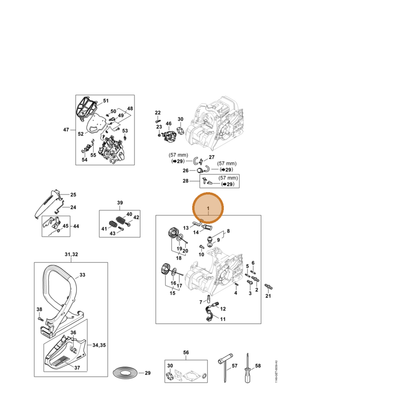 STIHL part 1148-020-3008 — IPL diagram snippet (6x zoom, amber highlight)