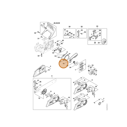 STIHL part 1148-021-1100 — IPL diagram snippet (6x zoom, amber highlight)