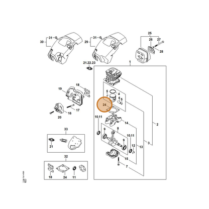 STIHL part 1148-029-2301 — IPL diagram snippet (6x zoom, amber highlight)