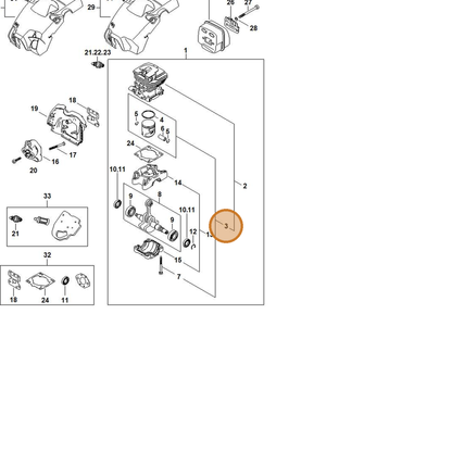 STIHL part 1148-030-2011 — IPL diagram snippet (6x zoom, amber highlight)