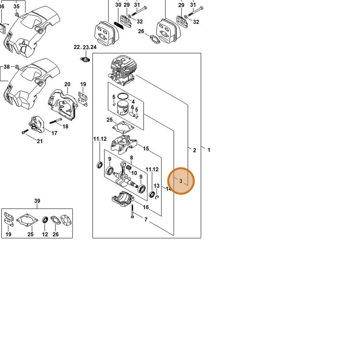 STIHL part 1148-030-2017 — IPL diagram snippet (6x zoom, amber highlight)
