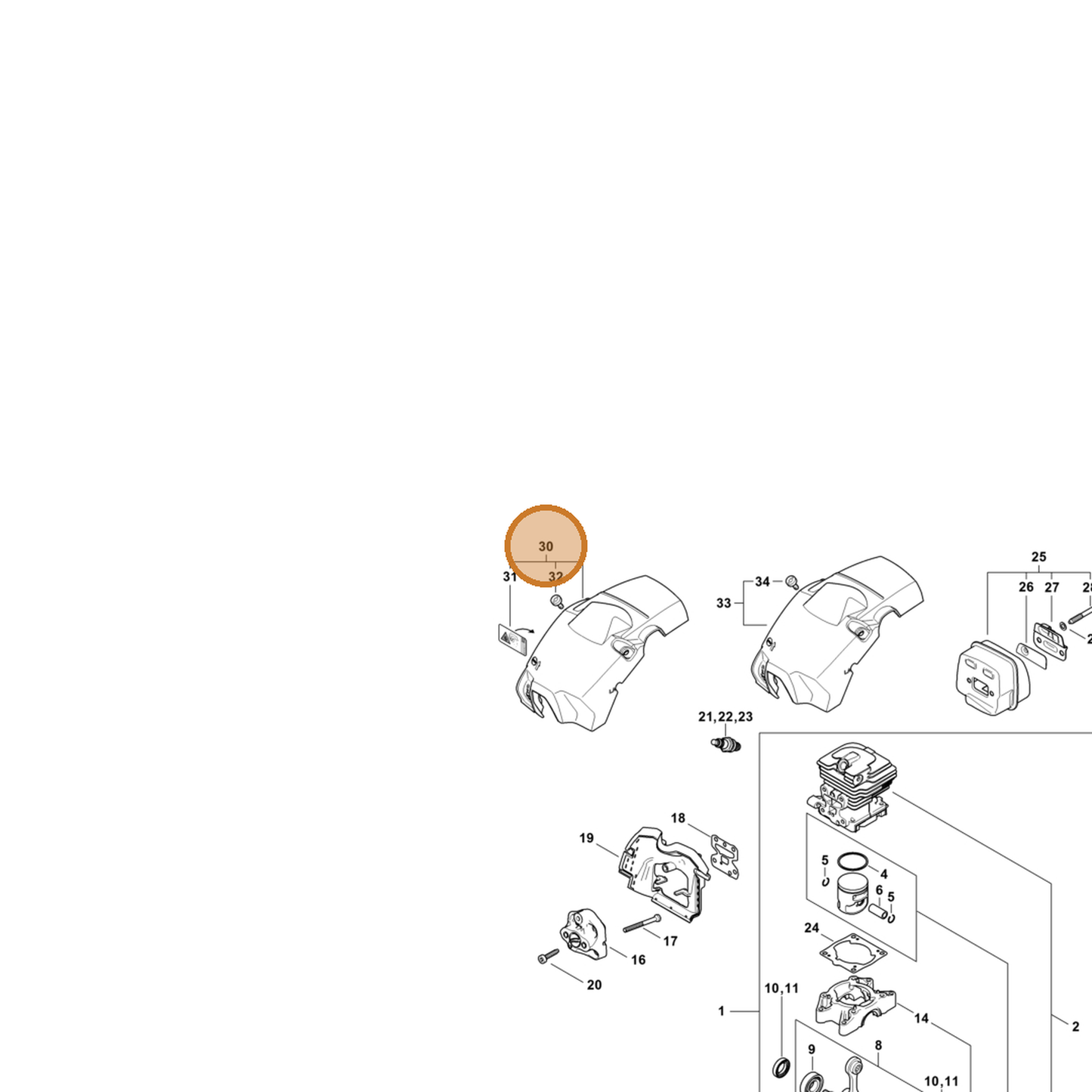 STIHL part 1148-080-1602 — IPL diagram snippet (6x zoom, amber highlight)