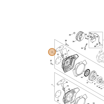 STIHL part 1148-080-2107 — IPL diagram snippet (6x zoom, amber highlight)