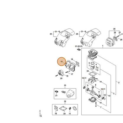 STIHL part 1148-124-3201 — IPL diagram snippet (6x zoom, amber highlight)