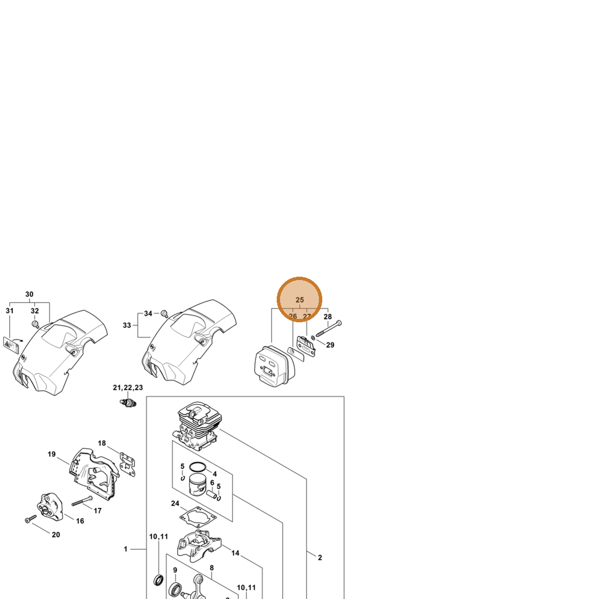 STIHL part 1148-140-0612 — IPL diagram snippet (6x zoom, amber highlight)