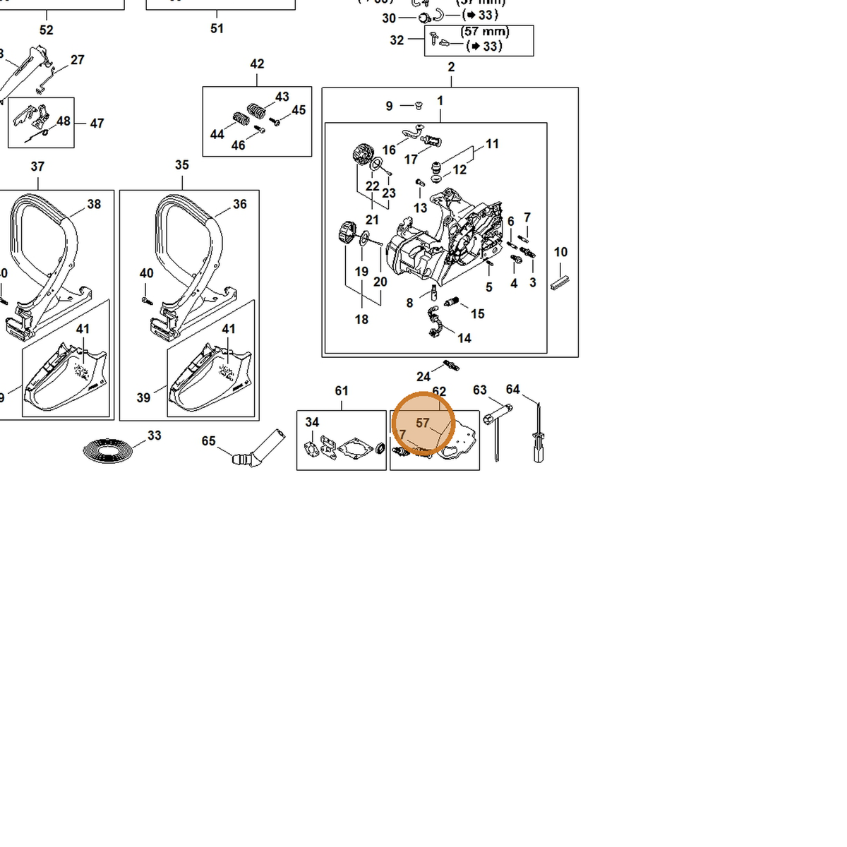 STIHL part 1148-141-1700 — IPL diagram snippet (6x zoom, amber highlight)