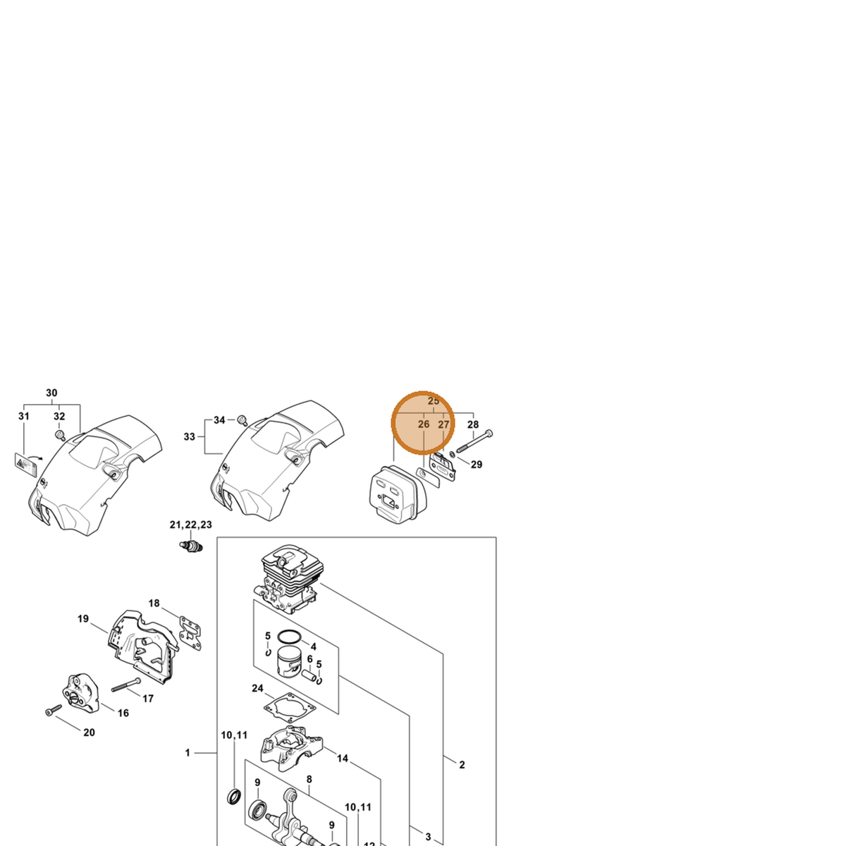STIHL part 1148-141-9000 — IPL diagram snippet (6x zoom, amber highlight)