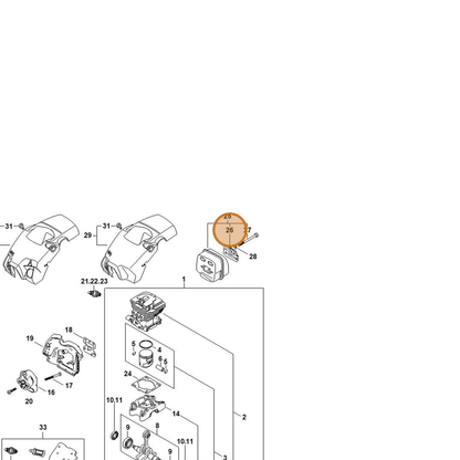 STIHL part 1148-145-2908 — IPL diagram snippet (6x zoom, amber highlight)