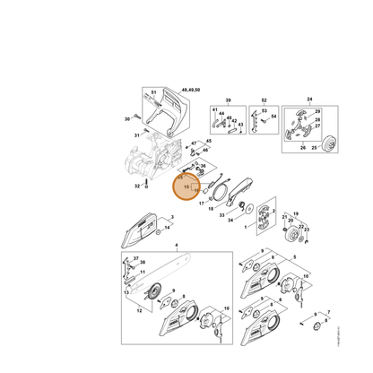 STIHL part 1148-160-5500 — IPL diagram snippet (6x zoom, amber highlight)
