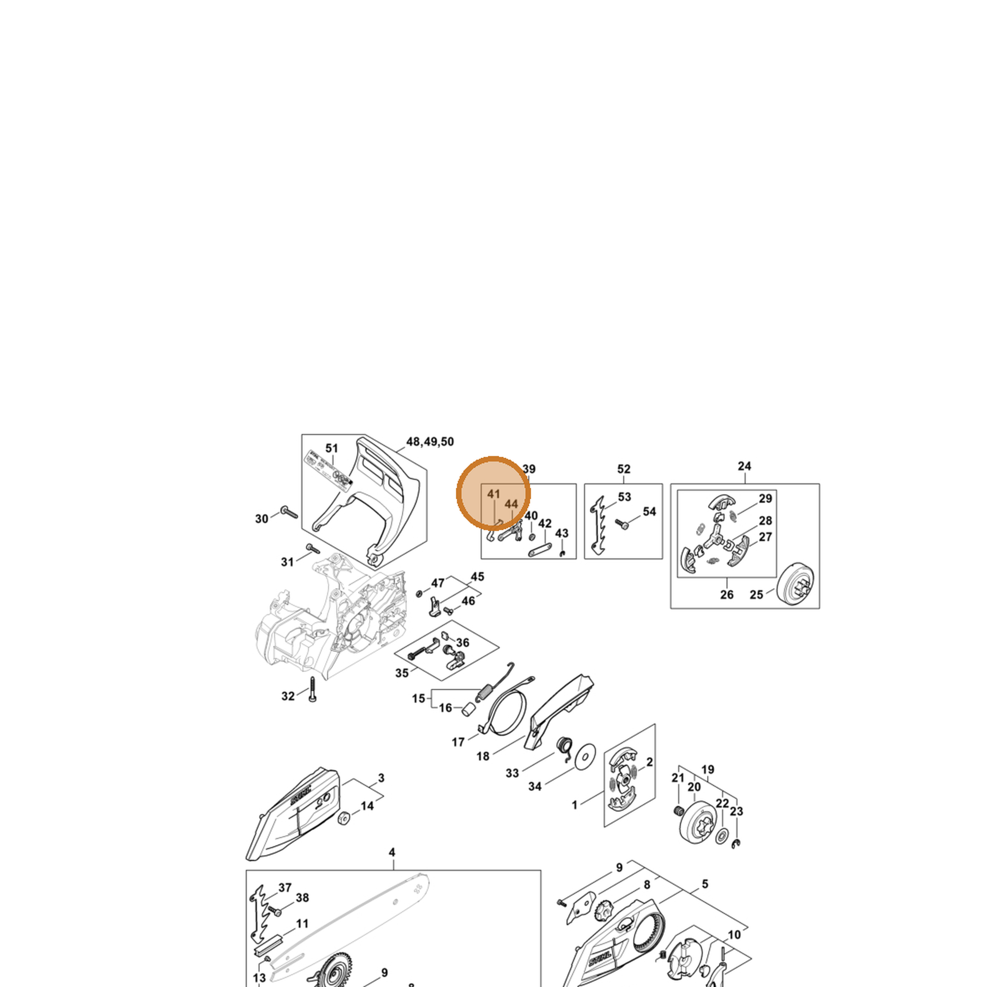 STIHL part 1148-162-7800 — IPL diagram snippet (6x zoom, amber highlight)