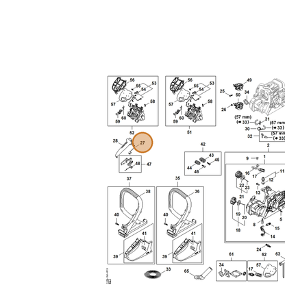 STIHL part 1148-182-1500 — IPL diagram snippet (6x zoom, amber highlight)
