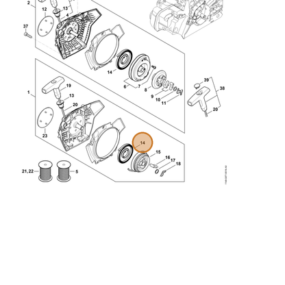 STIHL part 1148-190-0600 — IPL diagram snippet (6x zoom, amber highlight)